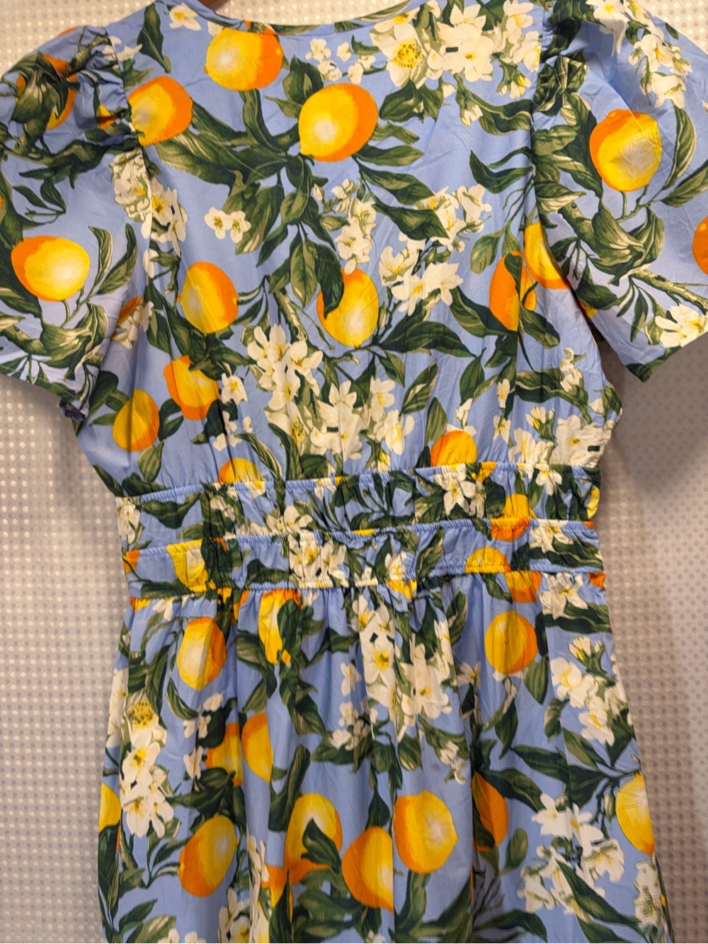 Anthropologie Blue Lemon-Print Button midi dress - Picture 7 of 12